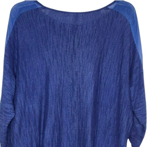 Moth for Anthropologie Lightweight Sweater with Sheer Sleeve Detail - Blues - L - Picture 6 of 13